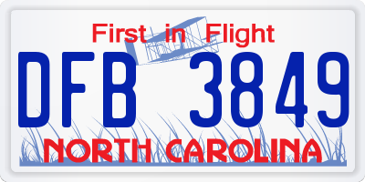 NC license plate DFB3849