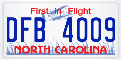 NC license plate DFB4009