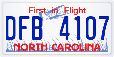 NC license plate DFB4107