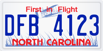 NC license plate DFB4123