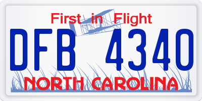 NC license plate DFB4340