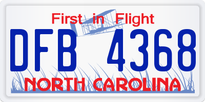 NC license plate DFB4368