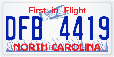 NC license plate DFB4419