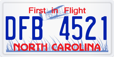NC license plate DFB4521