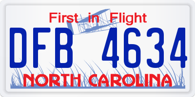 NC license plate DFB4634