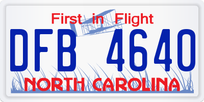 NC license plate DFB4640