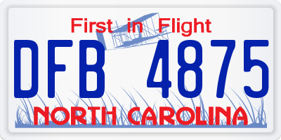 NC license plate DFB4875