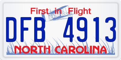 NC license plate DFB4913