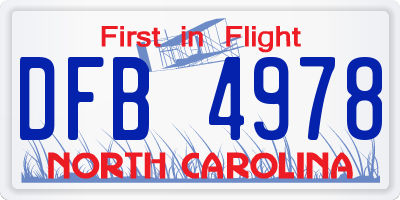 NC license plate DFB4978