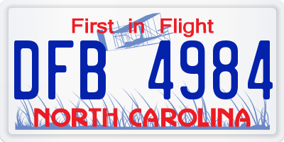 NC license plate DFB4984