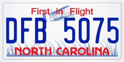 NC license plate DFB5075