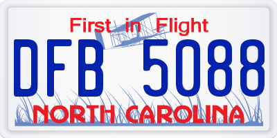 NC license plate DFB5088