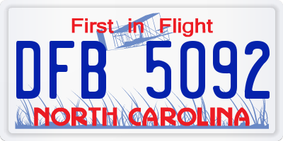 NC license plate DFB5092
