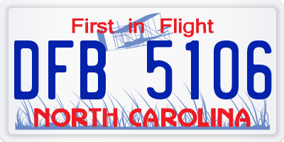 NC license plate DFB5106