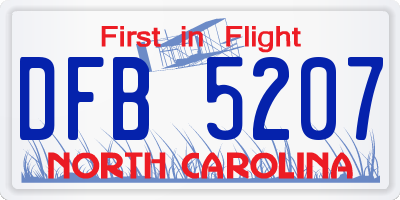 NC license plate DFB5207