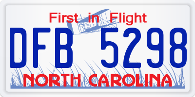 NC license plate DFB5298