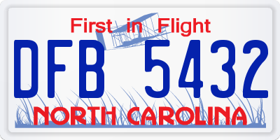 NC license plate DFB5432