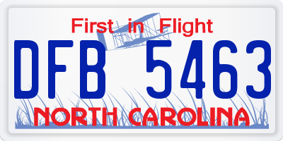 NC license plate DFB5463
