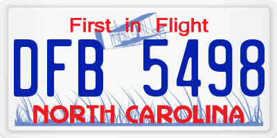 NC license plate DFB5498