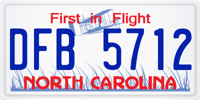 NC license plate DFB5712