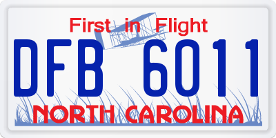 NC license plate DFB6011