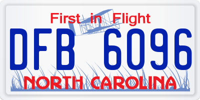 NC license plate DFB6096