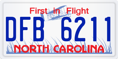 NC license plate DFB6211