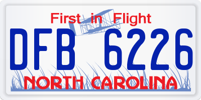 NC license plate DFB6226