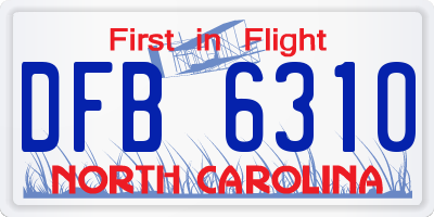 NC license plate DFB6310