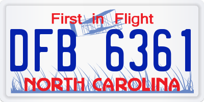 NC license plate DFB6361