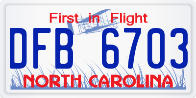 NC license plate DFB6703