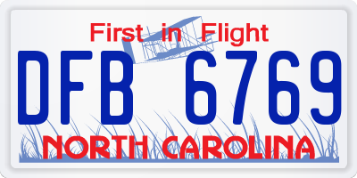 NC license plate DFB6769