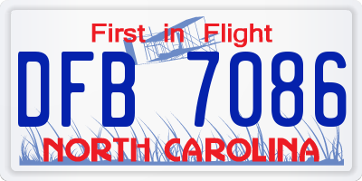 NC license plate DFB7086
