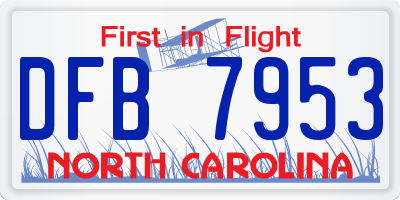 NC license plate DFB7953