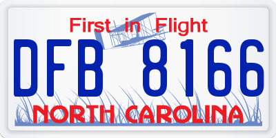 NC license plate DFB8166