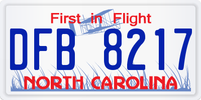 NC license plate DFB8217