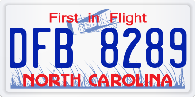 NC license plate DFB8289