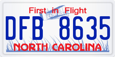 NC license plate DFB8635