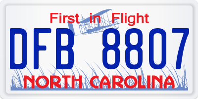 NC license plate DFB8807
