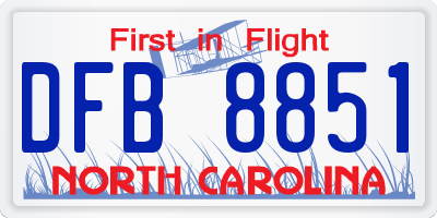 NC license plate DFB8851