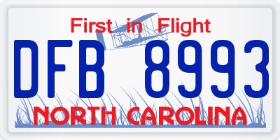 NC license plate DFB8993