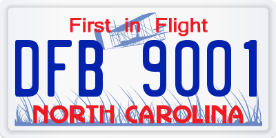 NC license plate DFB9001