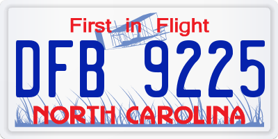 NC license plate DFB9225