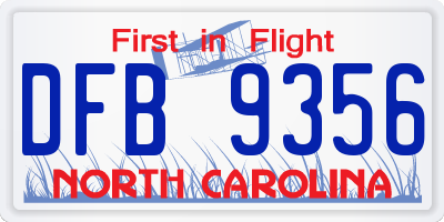 NC license plate DFB9356