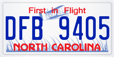 NC license plate DFB9405