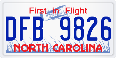 NC license plate DFB9826