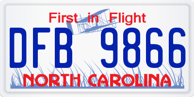 NC license plate DFB9866
