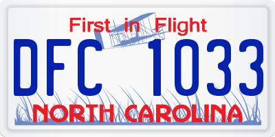NC license plate DFC1033