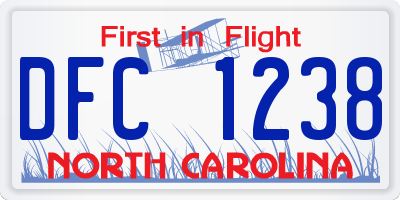 NC license plate DFC1238