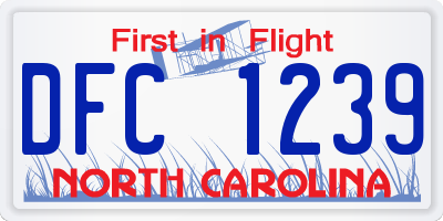 NC license plate DFC1239